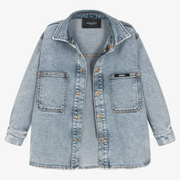 Versace-Синяя джинсовая куртка с капюшоном | Childrensalon Outlet