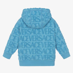 Versace-توب هودي قطن منشفة لون أزرق للأولاد | Childrensalon Outlet