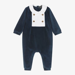 Versace-أفرول بيبي غرو قطن قطيفة لون كحلي للمواليد | Childrensalon Outlet