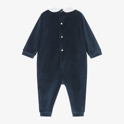 Versace-أفرول بيبي غرو قطن قطيفة لون كحلي للمواليد | Childrensalon Outlet