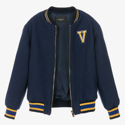 Versace-Boys Blue Wool Medusa Jacket | Childrensalon Outlet