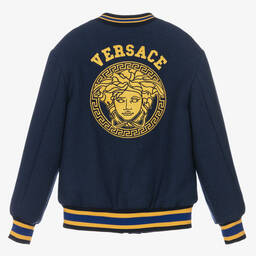 Versace-Boys Blue Wool Medusa Jacket | Childrensalon Outlet