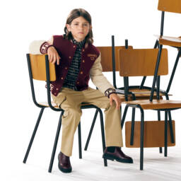 Versace-Boys Burgundy Wool Varsity Jacket | Childrensalon Outlet