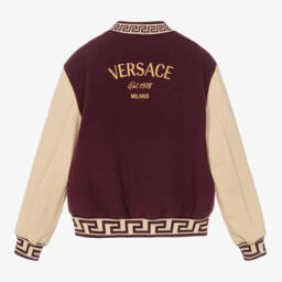 Versace-Boys Burgundy Wool Varsity Jacket | Childrensalon Outlet