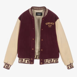 Versace-Boys Burgundy Wool Varsity Jacket | Childrensalon Outlet