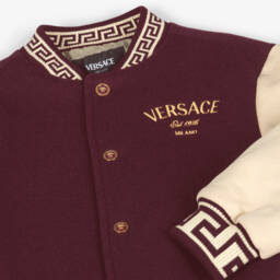 Versace-Boys Burgundy Wool Varsity Jacket | Childrensalon Outlet