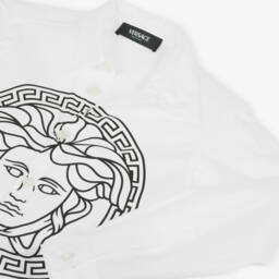 Versace-Boys Classic White Logo Cotton Shirt | Childrensalon Outlet