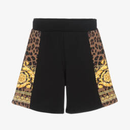 Versace-Черные шорты из хлопка Wild Barocco для мальчиков | Childrensalon Outlet