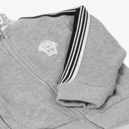 Versace-توب بسحاب بطبعة ميدوسا قطن لون رمادي للأولاد | Childrensalon Outlet