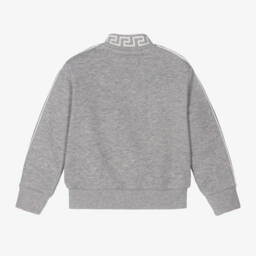 Versace-توب بسحاب بطبعة ميدوسا قطن لون رمادي للأولاد | Childrensalon Outlet