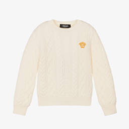 Versace-بلوفر صوف محبوك لون عاجي للأولاد | Childrensalon Outlet
