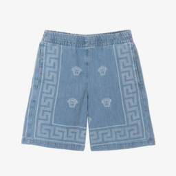 Versace-Boys Denim Bandana Print Shorts | Childrensalon Outlet