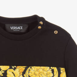 Versace-Черно-золотый свитшот из хлопка Barocco для мальчиков | Childrensalon Outlet