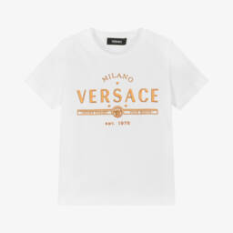 Versace-Boys Gold-Emblazoned Cotton Tee | Childrensalon Outlet