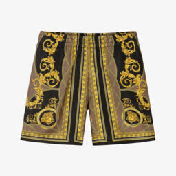 Versace-Boys Golden Silk Baroque Shorts | Childrensalon Outlet
