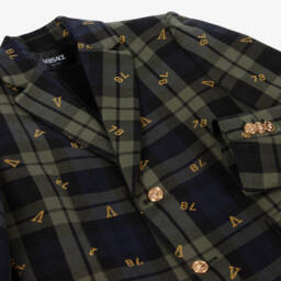 Versace-Boys Green Check Cotton Blazer | Childrensalon Outlet