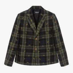 Versace-Boys Green Check Cotton Blazer | Childrensalon Outlet
