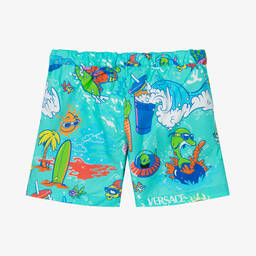 Versace-Boys Green Cotton Shorts | Childrensalon Outlet
