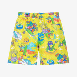 Versace-شورت حرير تويل لون أخضر بنقشة ميدوسا للأولاد | Childrensalon Outlet