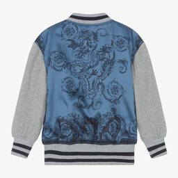 Versace-توب بسحّاب قطن لون رمادي للأولاد | Childrensalon Outlet