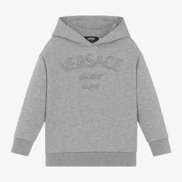 Versace-توب هودي قطن لون رمادي للأولاد | Childrensalon Outlet
