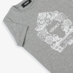 Versace-تي شيرت قطن رمادي برسومات للأولاد | Childrensalon Outlet