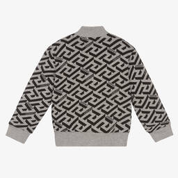 Versace-Boys Grey Greca Zip-Up Top | Childrensalon Outlet