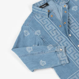 Versace-قميص جينز باندانا أزرق داكن للأولاد | Childrensalon Outlet