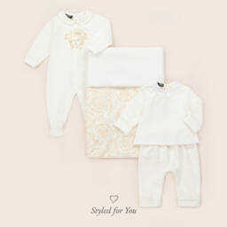 Versace-Boys Ivory Logo Cotton Set | Childrensalon Outlet