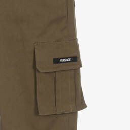 Versace-Boys Khaki Green Cotton Greca Trousers | Childrensalon Outlet