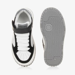 Versace-حذاء رياضي جلد لون أبيض وأسود للأولاد | Childrensalon Outlet