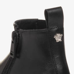 Versace-بوت تشيلسي جلد لون أسود للأولاد | Childrensalon Outlet