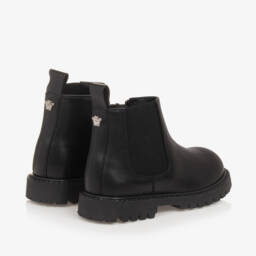 Versace-بوت تشيلسي جلد لون أسود للأولاد | Childrensalon Outlet