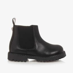 Versace-بوت تشيلسي جلد لون أسود للأولاد | Childrensalon Outlet