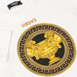 Versace-تي شيرت فاخر أبيض وذهبي للأولاد | Childrensalon Outlet
