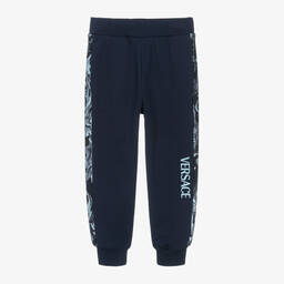 Versace-جوغرز قطن لون كحلي بطبعة باروك للأولاد | Childrensalon Outlet
