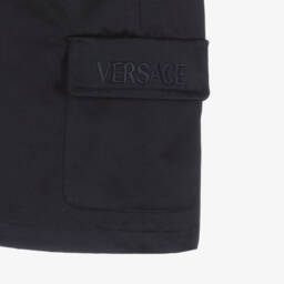 Versace-Синие шорты из хлопкового габардина для мальчиков | Childrensalon Outlet