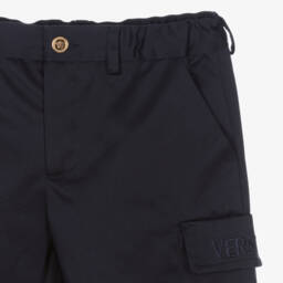 Versace-Синие шорты из хлопкового габардина для мальчиков | Childrensalon Outlet