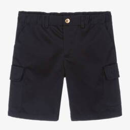 Versace-Синие шорты из хлопкового габардина для мальчиков | Childrensalon Outlet