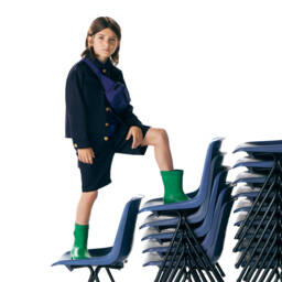 Versace-Синие шорты из хлопкового габардина для мальчиков | Childrensalon Outlet