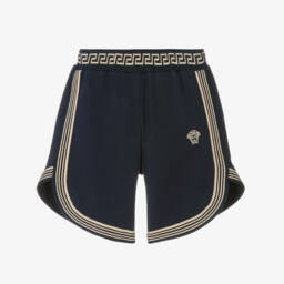 Versace-شورتات قطنية زرقاء للأولاد بتصميم ميدوسا | Childrensalon Outlet