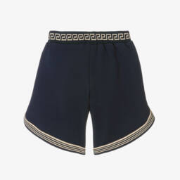 Versace-شورتات قطنية زرقاء للأولاد بتصميم ميدوسا | Childrensalon Outlet