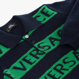 Versace-Boys Navy Green Wool Jumper | Childrensalon Outlet