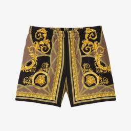 Versace-Boys Regal Gold Silk Shorts | Childrensalon Outlet