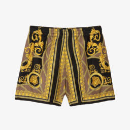 Versace-Boys Regal Gold Silk Shorts | Childrensalon Outlet