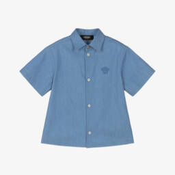 Versace-Boys Soft Blue Cotton Top | Childrensalon Outlet