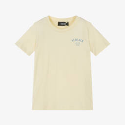 Versace-Boys Soft Yellow Logo Tee | Childrensalon Outlet