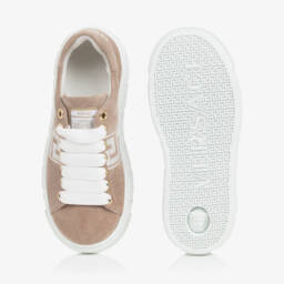 Versace-Boys Taupe Suede Iconic Sneakers | Childrensalon Outlet