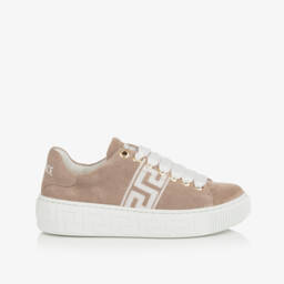 Versace-Boys Taupe Suede Iconic Sneakers | Childrensalon Outlet