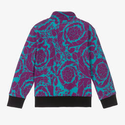 Versace-توب بسحّاب قطن لون أزرق تركواز للأولاد | Childrensalon Outlet